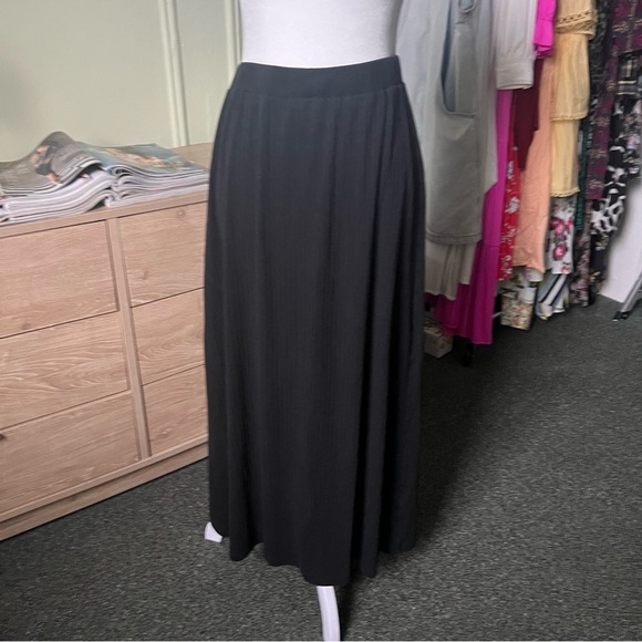 Black Ribbed Maxi Midi Modest Column Slinky Stretch Basic Lightweight Skirt M-L - Picture 6 of 14